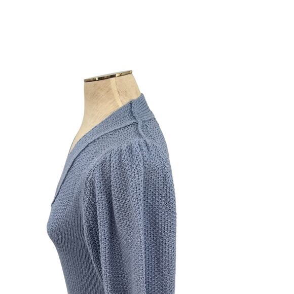 Brochu Walker Saskia Relaxed V-neck Sweater Cotton Wool Blue Size Small - Picture 6 of 11